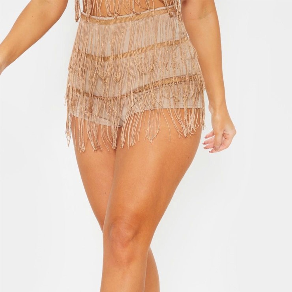Pretty Little Thing Tiered Fringe Shorts Festival Ready
